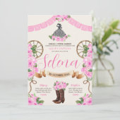 Roze Charro Quinceanera Papel Picado Western Roos Kaart (Staand voorkant)