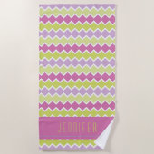 Roze Chartreuse Yellow Geometric Pattern Name Strandlaken (Voorkant)