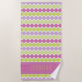 Roze Chartreuse Yellow Geometric Pattern Name Strandlaken
