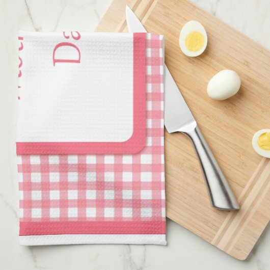 Roze check Floral Moederdag Theedoek (Quarter Fold)
