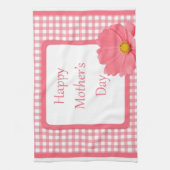 Roze check Floral Moederdag Theedoek (Verticaal)