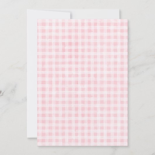 Roze Check Paard Verjaardag Uitnodiging (Achterkant)