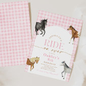Roze Check Paard Verjaardag Uitnodiging