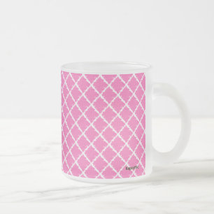 Roze Check Patroon Matglas Koffiemok