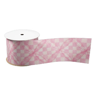 ROZE CHECK QUILT 3" breed satijnen lint