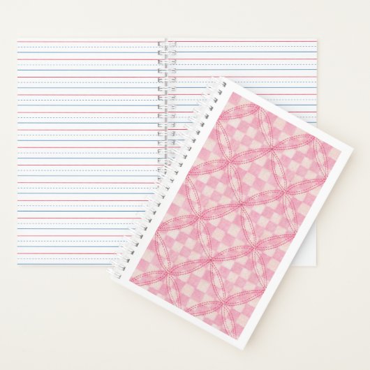 ROZE CHECK QUILT 5.5x8.5 Spiraalvormig Notitieboek (Binnen)