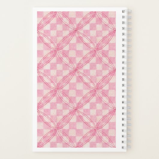 ROZE CHECK QUILT 5.5x8.5 Spiraalvormig Notitieboek (Achterkant)