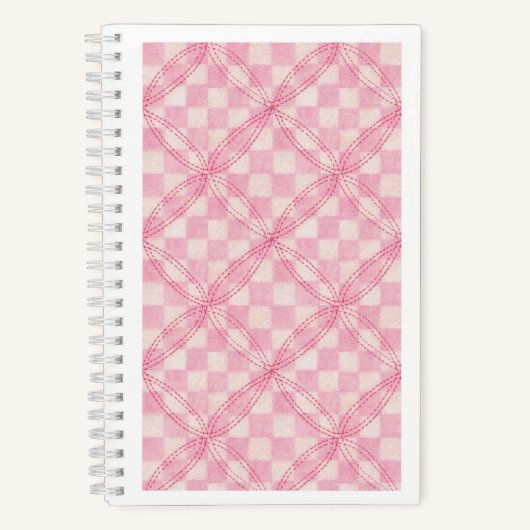 ROZE CHECK QUILT 5.5x8.5 Spiraalvormig Notitieboek (Voorkant)