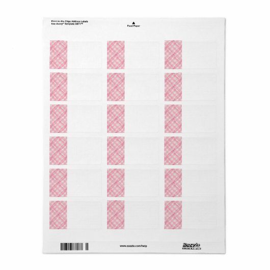 ROZE CHECK QUILT ADRESETIKETTEN ETIKET (Full Sheet)