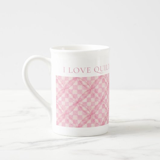 ROZE CHECK QUILT Bone China Mok + Tekst (Links)