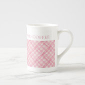ROZE CHECK QUILT Bone China Mok + Tekst (Rechts)