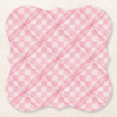 ROZE CHECK QUILT Bracket Papieren Onderzetters (Voorkant)