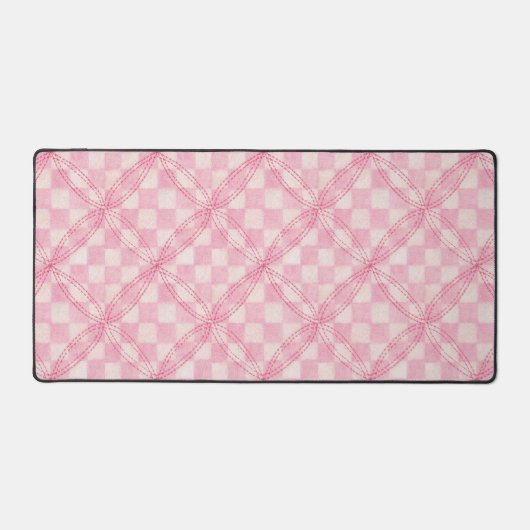 ROZE CHECK QUILT Desk Mat - Grote Schaal (Voorkant)