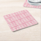 ROZE CHECK QUILT Diamond Paper Onderzetters (Schuin)