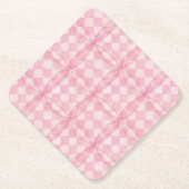 ROZE CHECK QUILT Diamond Paper Onderzetters (Voorkant)