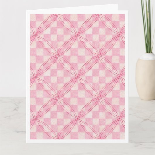 ROZE CHECK QUILT Groot Wenskaart / Wit Kaart (Voorkant)