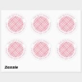 ROZE CHECK QUILT Grote ronde adreszegels Ronde Sticker (Vel)