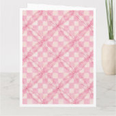 ROZE CHECK QUILT Grote Verjaardag Kaart / Wit (Achterkant)