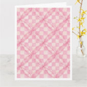 ROZE CHECK QUILT Grote Verjaardag Kaart / Wit (Gele Bloem)