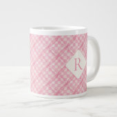 ROZE CHECK QUILT Grote witte Mok + Initiaal (Voorkant rechts)