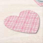ROZE CHECK QUILT Hart Papier Onderzetters (Gekanteld)