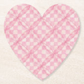 ROZE CHECK QUILT Hart Papier Onderzetters (Voorkant)