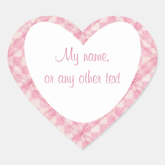 ROZE CHECK QUILT Heart Matte Stickers (Voorkant)
