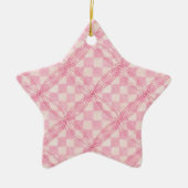 ROZE CHECK QUILT Keramische Star Ornament (Voorkant)