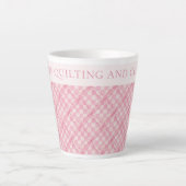 ROZE CHECK QUILT Latte Mok + Tekst / Blush (Voorkant)