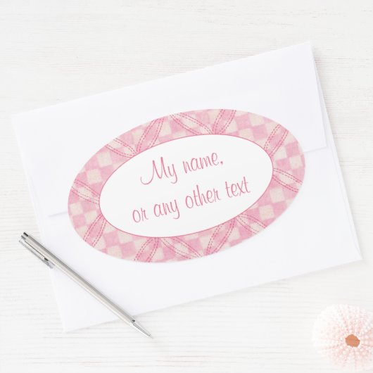 ROZE CHECK QUILT Ovaal Mat Stickers (Envelop)