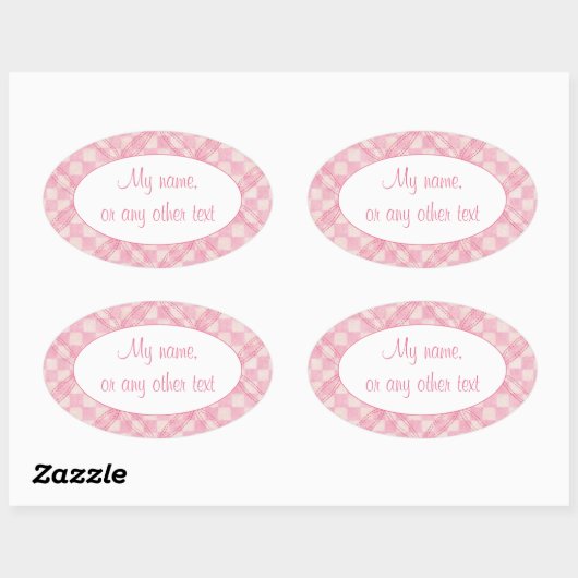 ROZE CHECK QUILT Ovaal Mat Stickers (Vel)