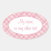 ROZE CHECK QUILT Ovaal Mat Stickers (Voorkant)