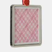 ROZE CHECK QUILT Premium Square Ornament (Rechts)