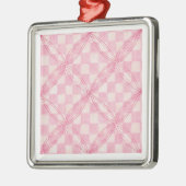 ROZE CHECK QUILT Premium Square Ornament (Links)