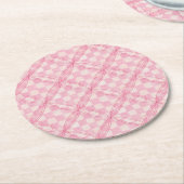 ROZE CHECK QUILT Ronde papieren Onderzetters (Gebogen)