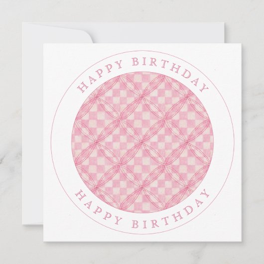 ROZE CHECK QUILT Square Flat Birthday Kaart (Voorkant)