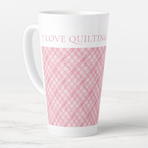 ROZE CHECK QUILT Tall Latte Mok + Tekst / Blush