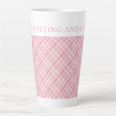 ROZE CHECK QUILT Tall Latte Mok + Tekst / Blush (Voorkant)