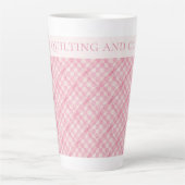ROZE CHECK QUILT Tall Latte Mok + Tekst / Blush (Voorkant)