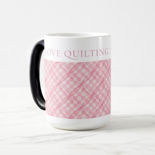 ROZE CHECK QUILT Tall Morphing Mok (Voorkant links)