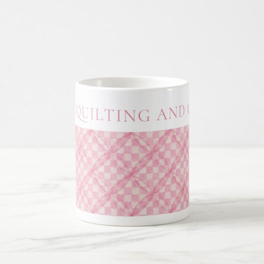ROZE CHECK QUILT Witte Mok + Tekst (Center)
