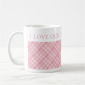 ROZE CHECK QUILT Witte Mok + Tekst (Links)