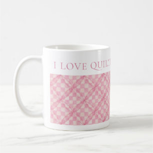 ROZE CHECK QUILT Witte Mok + Tekst