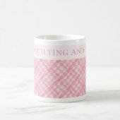 ROZE CHECK QUILT Witte Mok + Tekst / Blush (Center)