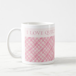 ROZE CHECK QUILT Witte Mok + Tekst / Blush