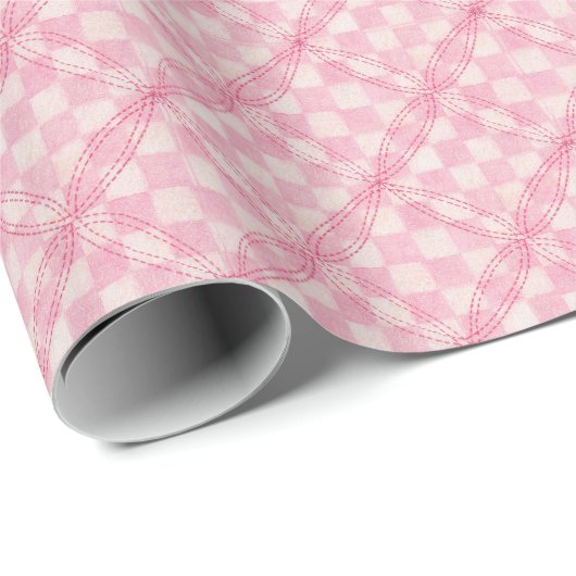 ROZE CHECK QUILT wrapping papier (Rol Hoek)