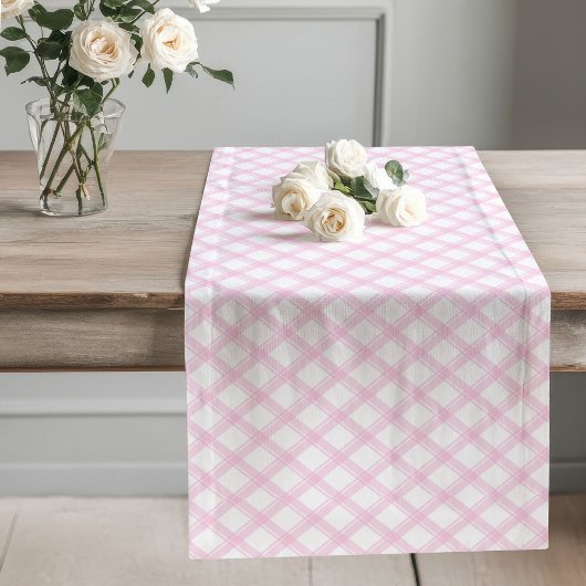 Roze Check Table Runner Seizoensgebonden en Dageli Lange Tafelloper