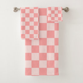 Roze checkboard bad handdoek