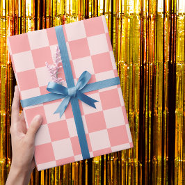 Roze checkboard cadeaupapier