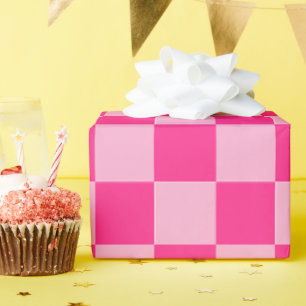 Roze checkboard cadeaupapier